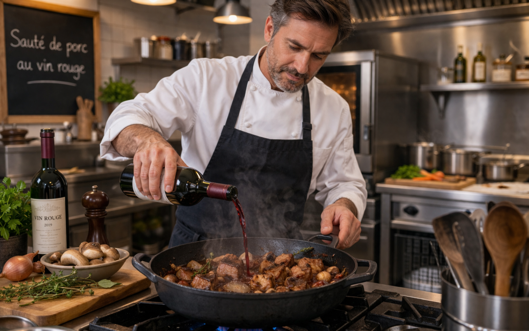 Sauté de porc au vin rouge : le secret d&rsquo;une viande tendre
