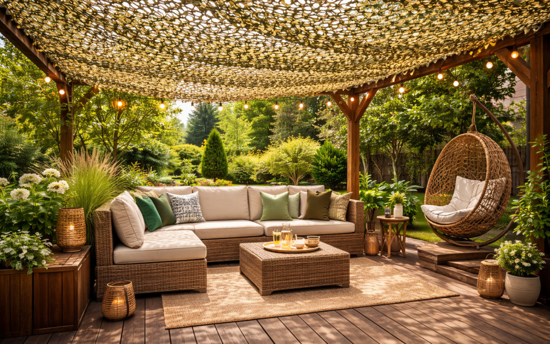 Installer un filet de camouflage sur une terrasse avec soin