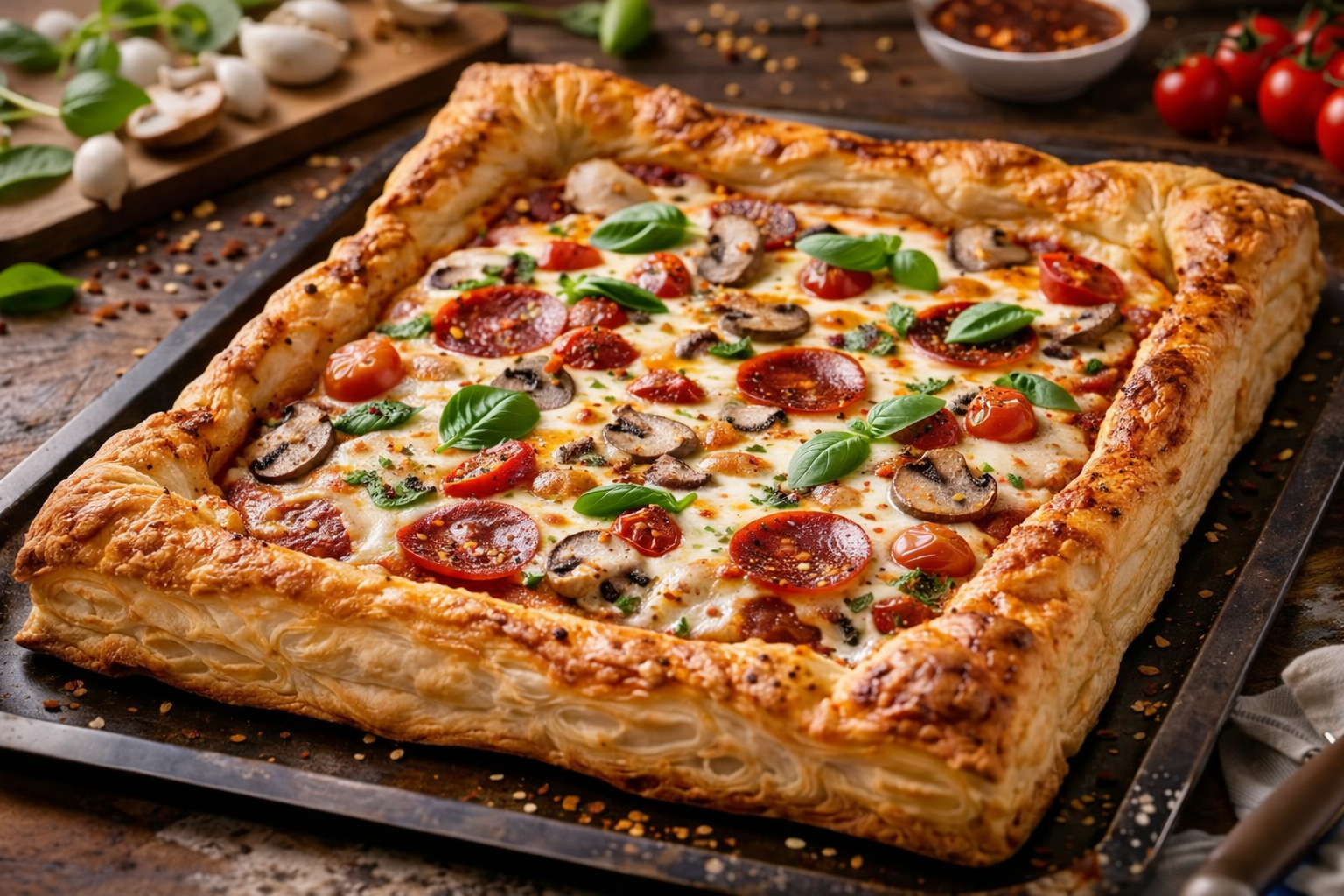 Peut-on faire une pizza avec une pâte feuilletée ? Découvrez l'art de réussir ce délice croustillant et doré en 25 minutes pour un résultat sublime.