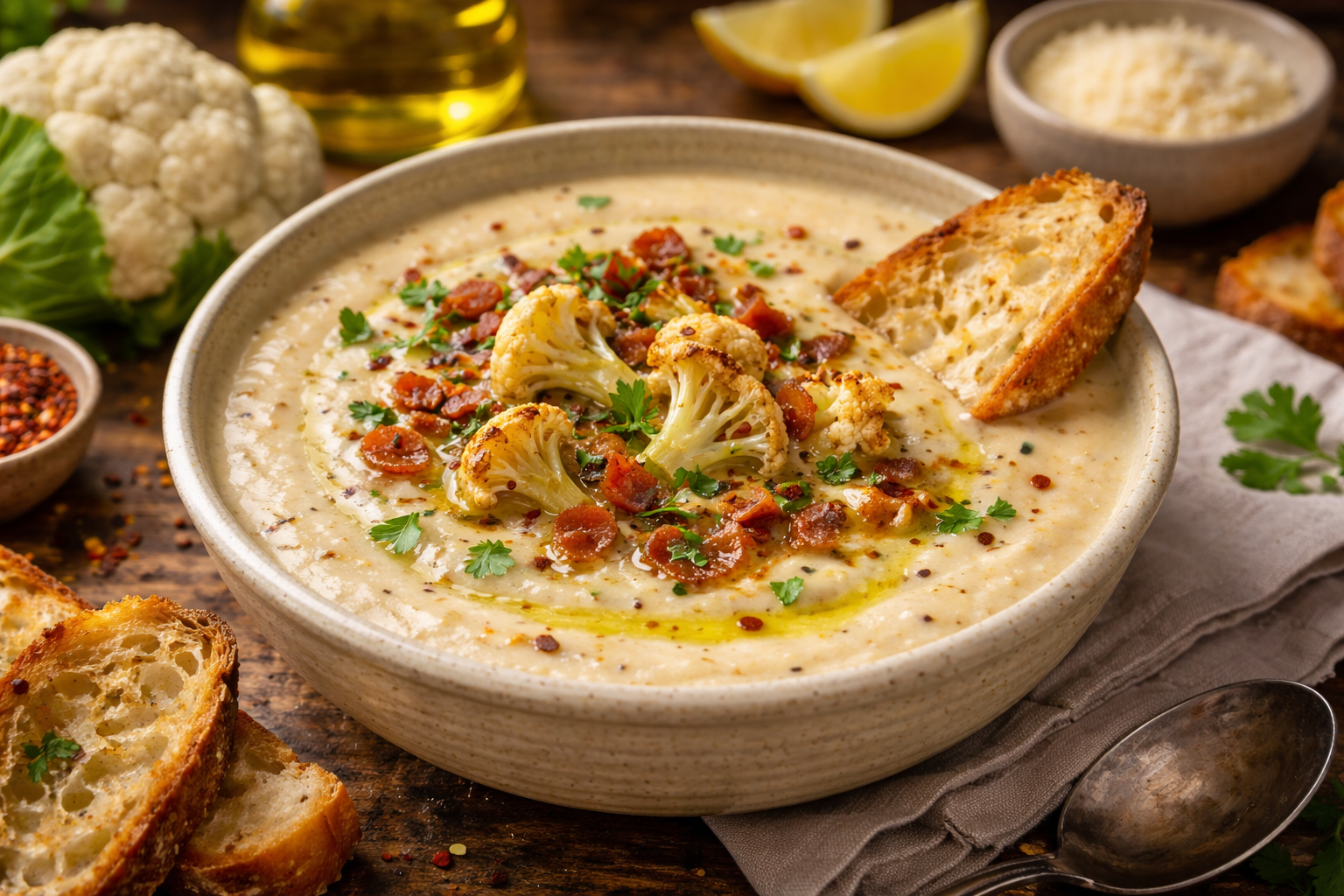 Réussissez votre recette de la soupe au choux fleur avec nos astuces de cuisson et de mixage. Savourez un velouté onctueux et gourmand dès maintenant !