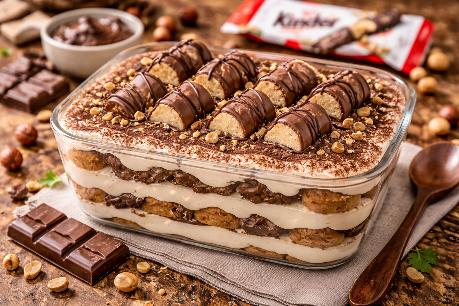 Sublimez votre tiramisu kinder bueno : un équilibre entre onctuosité du mascarpone et croquant noisette. Suivez nos secrets pour un dessert d'exception.
