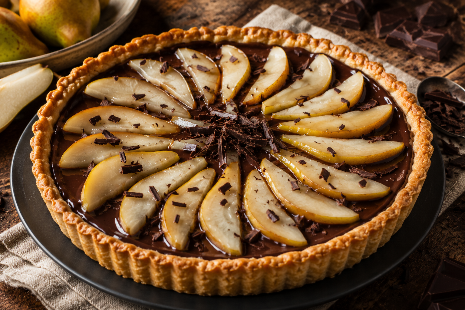 Tarte poire chocolat Cyril Lignac : les secrets d’une icône Sublimez votre tarte poire chocolat cyril lignac : maîtrisez l'art de la pâte sablée et d'une crème d'amandes onctueuse pour un dessert d'exception.