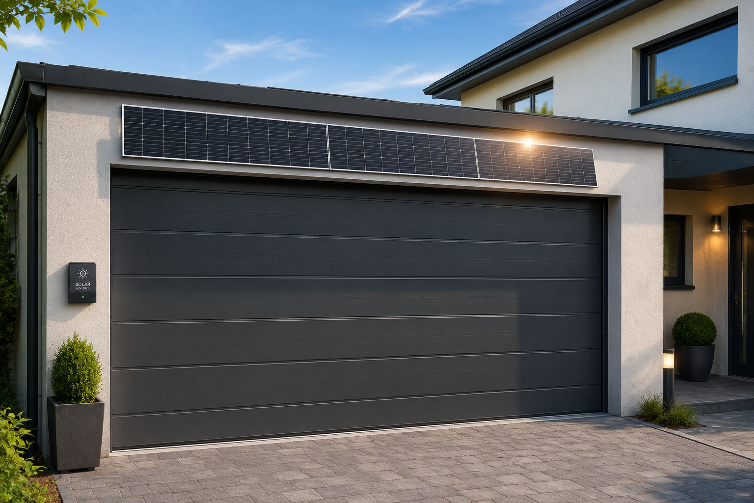 Porte de garage solaire : l’art de la maîtrise énergétique Sublimez votre accès avec une porte de garage solaire : une autonomie d'exception sans câblage. Alliez performance et écologie pour un confort durable.
