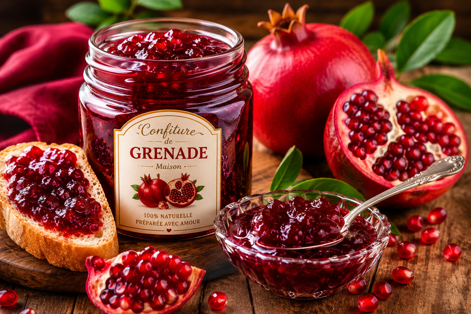 Confiture de grenade : l’art de la réussite en 2026 Sublimez votre confiture de grenade en 2026 : maîtrisez l'art du dosage, la gélification à la pomme et la cuisson à la nappe pour un éclat parfait.